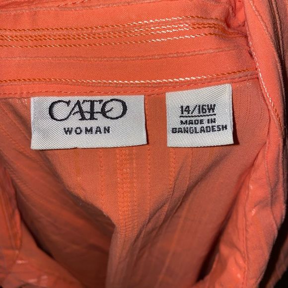 Cato casual solid orange sleeveless button front size 16W - Picture 3 of 4